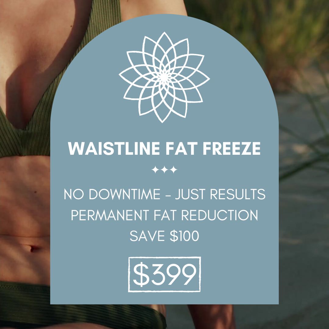 Promotional display for this month’s Waistline Fat Freeze Special at Body Sculpt Perth, highlighting non-invasive fat reduction for a slimmer waist.