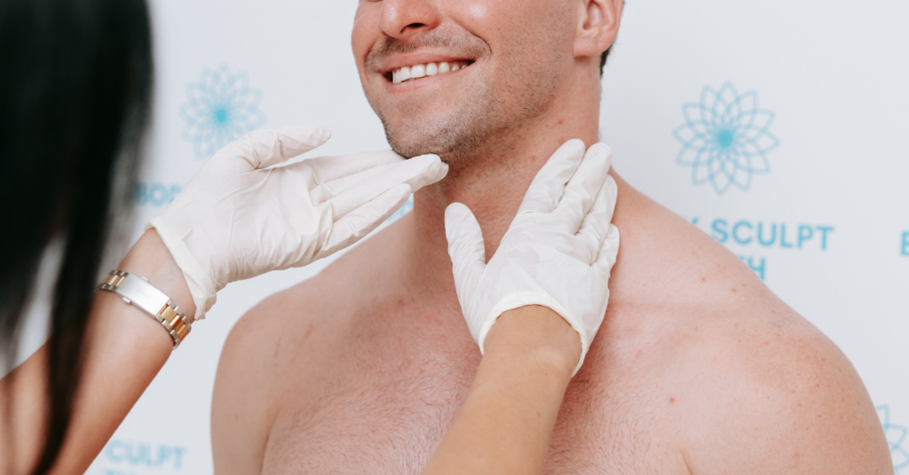 Non-surgical jawline sculpting treatment at Body Sculpt Perth, Perth WA, showing client with defined jawline and aesthetic contouring