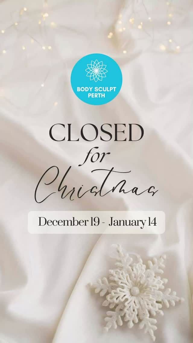 🎄 Just a friendly reminder — Body Sculpt Perth will be closed from 20th December to 11th January to enjoy the festive season with our loved ones.

We hope your holidays are filled with love, laughter, and little moments of self-care 🥰

We can’t wait to welcome you back in the new year, refreshed and ready for 2026!

#BodySculptPerth #PerthBeauty #PerthWellness #PerthSalon #ChristmasClosure #PerthLife #HolidayBreak #SelfCarePerth #FestiveSeason #SeeYouIn2026